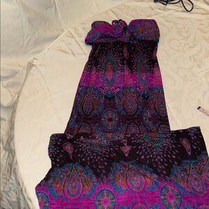 Vibrant Paisley Strapless Maxi Dress